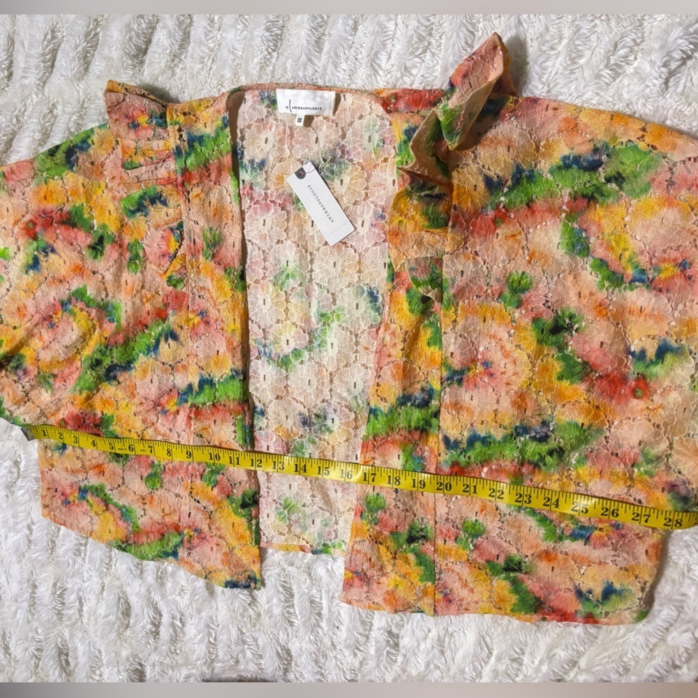 NWT ANTHROPOLOGIE Women’s Cropped Floral Lace Open Shrug - Picture 12 of 13